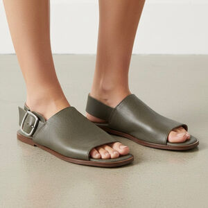 Franco Boschi Italy Leather Flat Sandals Green with Buckle Women Sz 38